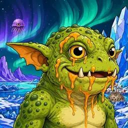Oozlings #7470, Toad Goblin · Aurora Ice