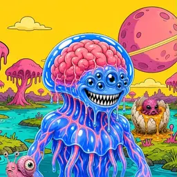 Oozlings #7471, Mutated Jellyfish Brain · Turquoise Swamp