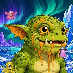 Oozlings #7472, Toad Goblin · Aurora Ice