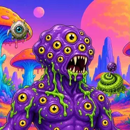 Oozlings #7473, Eyeball Cluster · Mushroom Desert