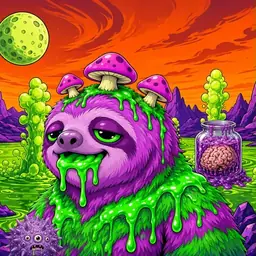Oozlings #7474, Mutated Slime Sloth · Acid Lake