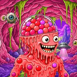 Oozlings #7482, Mutated Gumball Brain · Flesh Cave