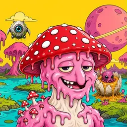 Oozlings #749, Mushroom Head · Turquoise Swamp