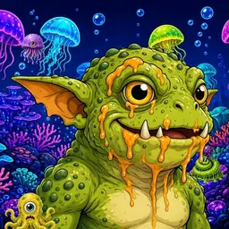 Oozlings #7495, Toad Goblin · Glow Reef