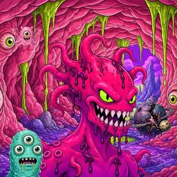 Oozlings #7499, Mutated Squid · Flesh Cave