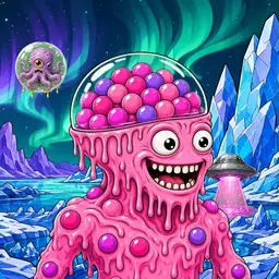 Oozlings #75, Gumball Brain · Aurora Ice