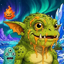 Oozlings #7520, Toad Goblin · Aurora Ice