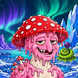 Oozlings #7533, Mushroom Head · Aurora Ice