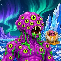 Oozlings #7535, Mutated Eyeball Cluster · Aurora Ice