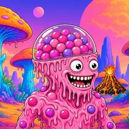 Oozlings #754, Gumball Brain · Mushroom Desert