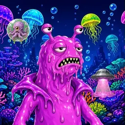 Oozlings #7542, Mutated Slug · Glow Reef