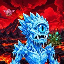 Oozlings #7544, Ice Cyclops · Lava Fields