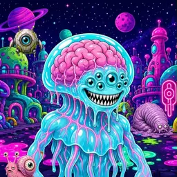 Oozlings #7546, Jellyfish Brain · Neon City