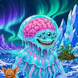 Oozlings #7552, Jellyfish Brain · Aurora Ice