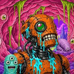 Oozlings #7555, Rusty Robot · Flesh Cave