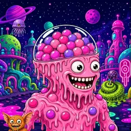 Oozlings #7559, Gumball Brain · Neon City