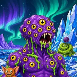 Oozlings #7562, Eyeball Cluster · Aurora Ice