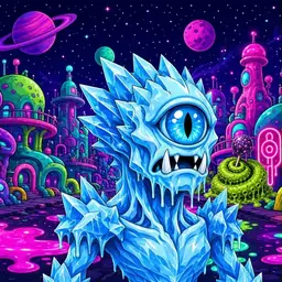 Oozlings #7565, Ice Cyclops · Neon City