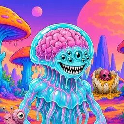 Oozlings #7566, Jellyfish Brain · Mushroom Desert