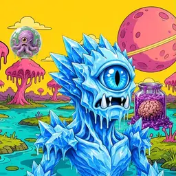 Oozlings #7574, Ice Cyclops · Turquoise Swamp