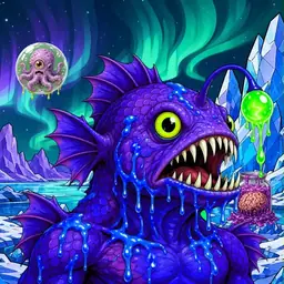 Oozlings #7576, Mutated Anglerfish · Aurora Ice