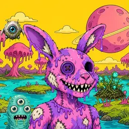 Oozlings #7578, Zombie Bunny · Turquoise Swamp