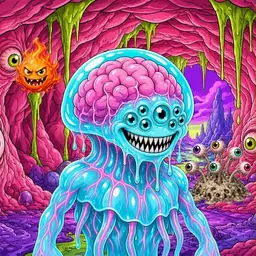 Oozlings #7587, Jellyfish Brain · Flesh Cave