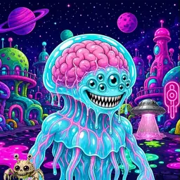 Oozlings #759, Jellyfish Brain · Neon City