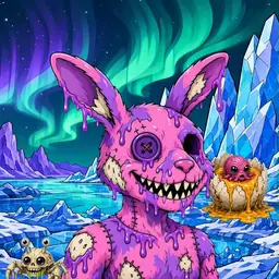 Oozlings #7593, Zombie Bunny · Aurora Ice