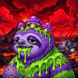 Oozlings #7595, Slime Sloth · Lava Fields