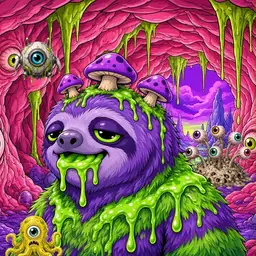 Oozlings #7596, Slime Sloth · Flesh Cave