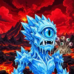 Oozlings #7602, Ice Cyclops · Lava Fields