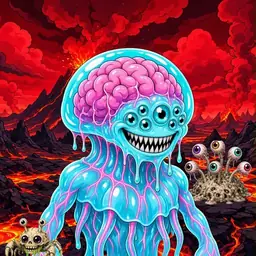 Oozlings #7604, Jellyfish Brain · Lava Fields