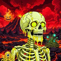 Oozlings #7605, Mutated Skull · Lava Fields