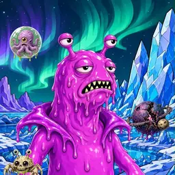 Oozlings #7611, Mutated Slug · Aurora Ice