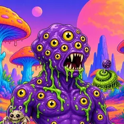 Oozlings #7617, Eyeball Cluster · Mushroom Desert