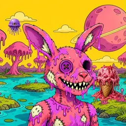 Oozlings #7618, Mutated Zombie Bunny · Turquoise Swamp