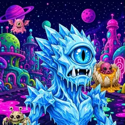 Oozlings #7621, Ice Cyclops · Neon City