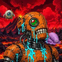 Oozlings #7625, Rusty Robot · Lava Fields