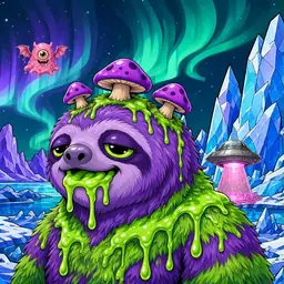 Oozlings #7632, Slime Sloth · Aurora Ice