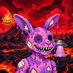 Oozlings #7637, Zombie Bunny · Lava Fields