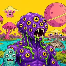 Oozlings #764, Eyeball Cluster · Turquoise Swamp