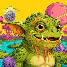 Oozlings #7643, Toad Goblin · Turquoise Swamp