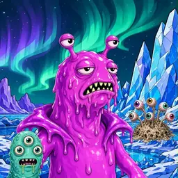 Oozlings #7645, Mutated Slug · Aurora Ice