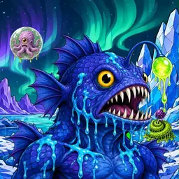 Oozlings #7647, Anglerfish · Aurora Ice