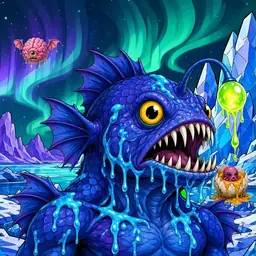 Oozlings #7651, Anglerfish · Aurora Ice
