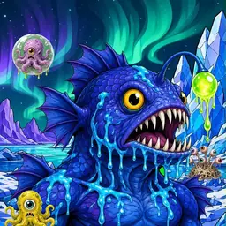 Oozlings #7659, Anglerfish · Aurora Ice