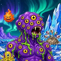 Oozlings #7661, Eyeball Cluster · Aurora Ice