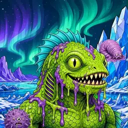 Oozlings #7665, Swamp Fish · Aurora Ice