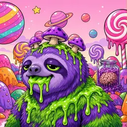Oozlings #7668, Slime Sloth · Candy Planet